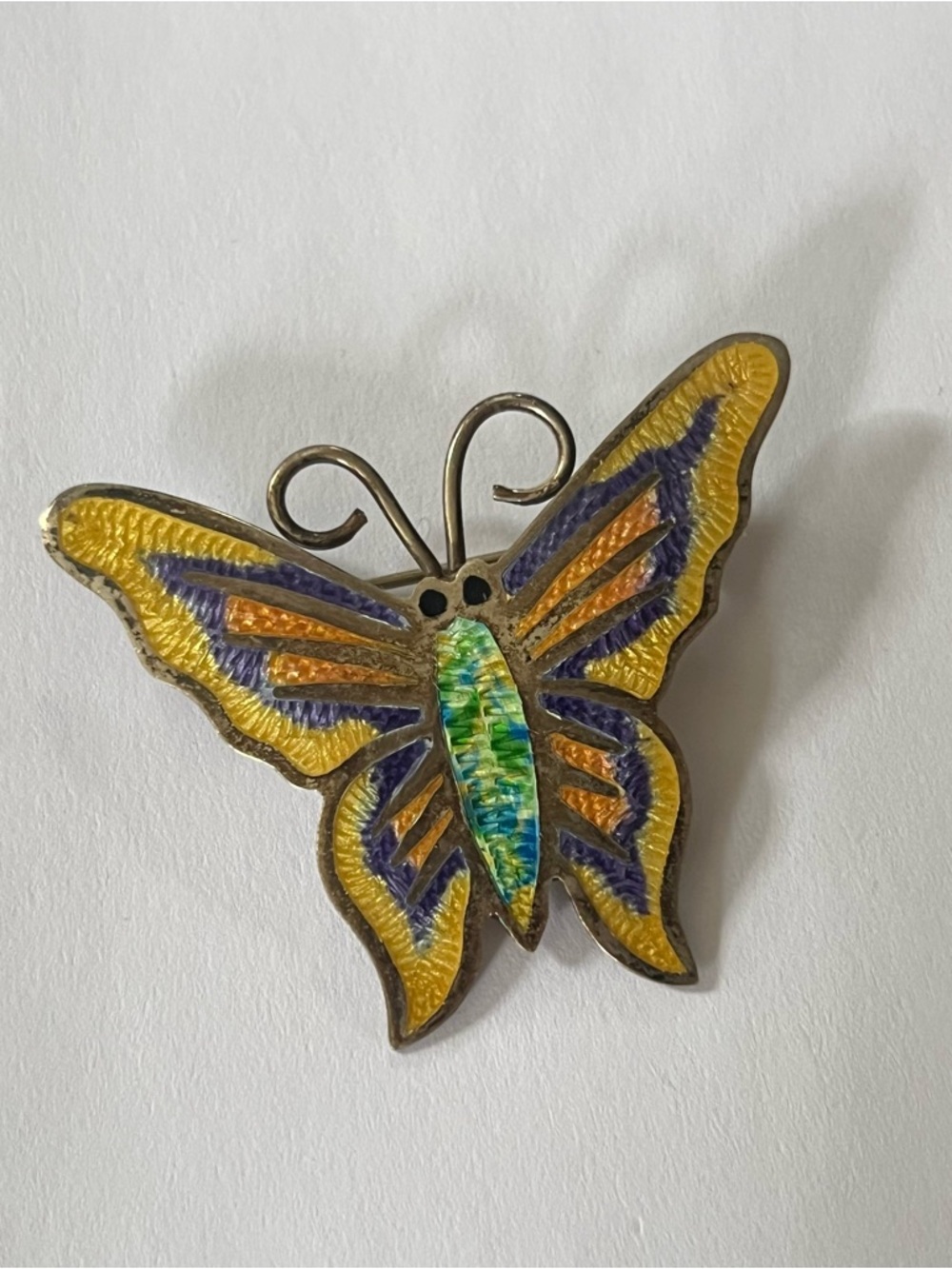 Vintage 925 Sterling Silver Enamel Butterfly Pin Brooch David Anderson STYLE